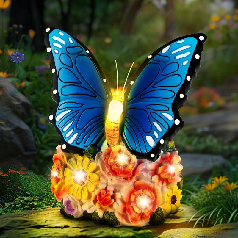 linkax Butterfly Gifts for Women Mom Grandma Sister, Grandma Christmas Gifts, Butterfly Statue Solar Lights Outdoor Garden Decor for Outside Yard Patio Balcony Front Porch Home Decorations Ornaments - Image 1